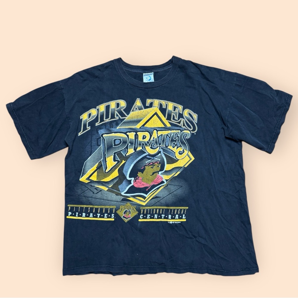 Vintage Pittsburgh Pirates 1990s T Shirt Men’s Large Black Vtg 90s